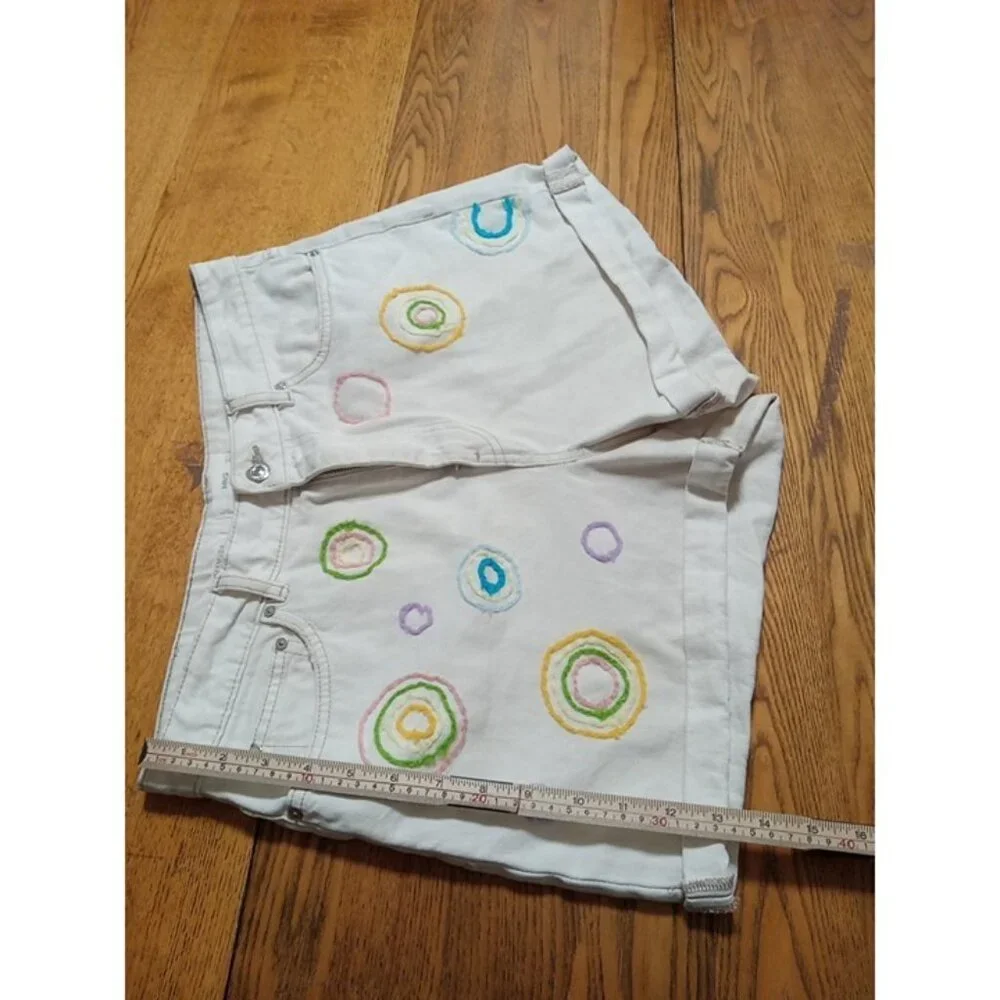 MNG Jeans Shorts 10 Womens CREME IVORY Preowned Summer Denim Bermuda Cuff - Picture 2 of 9
